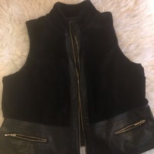 Faux fur and leather vest